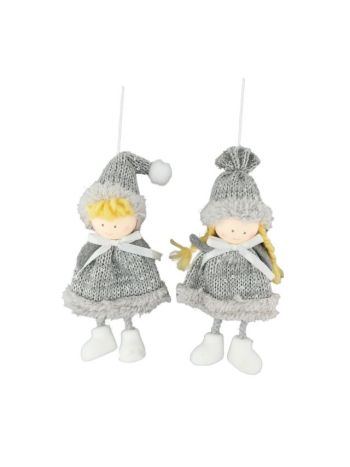 Lány akasztós- textil- 18 cm- szürke- 2 féle SSS