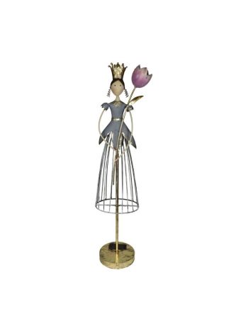 Lány virággal, koronával, LED, álló fém 21,59x13,97x74,93cm DD64443