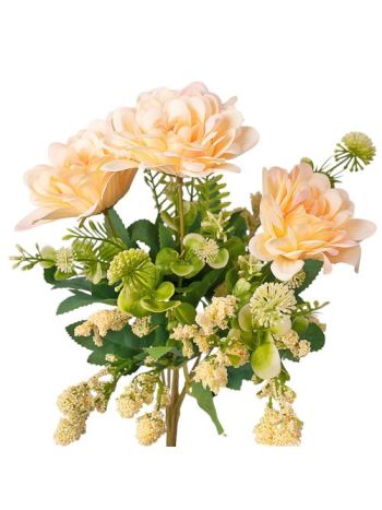 Dália selyemvirág csokor- 7 ágú- 36cm magas - Krém