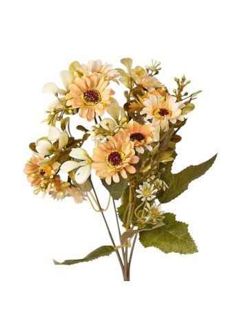 Százszorszép selyemvirág csokor- 5 ágú- 31cm magas - Krém