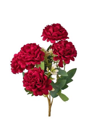 Selyemvirág csokor- 5 ágú- 29cm magas - Bordó