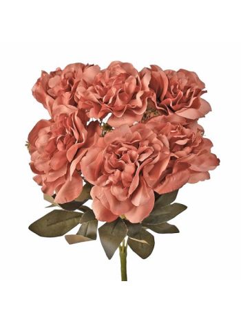 Peónia selyemvirág csokor- 7 ágú- 38cm magas - Púder barna