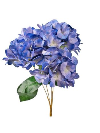 Hortenzia selyemvirág csokor- 5 ágú- 49cm magas - Kék