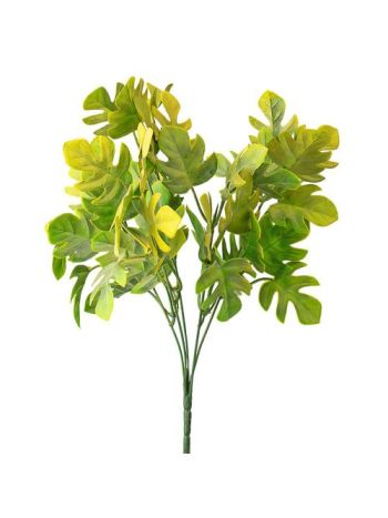 Monstera műnövény csokor 5 ágú- 35 cm magas - Zöld / Sárga