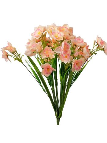 Nárcisz selyemvirág csokor- 47cm magas - Krém / Rózsaszín