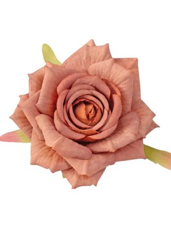 Rózsa selyemvirág fej- 9cm - Barna