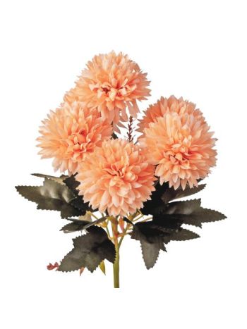 Krizantém selyemvirág csokor- 6 fejes- 29cm magas- virágfej átmérő: 6.5cm - Krém