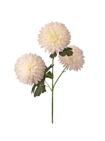 Krizantém selyemvirág ág- 3 fejes- 66cm magas- virágfej átmérő: 8cm - Fehér