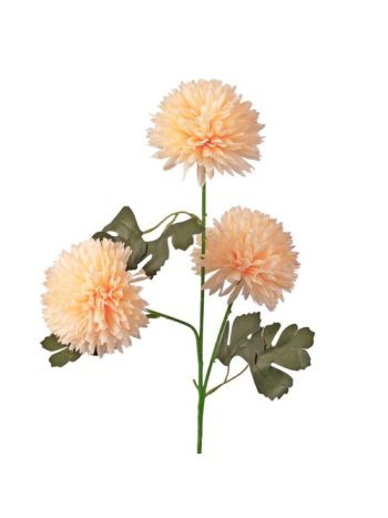 Krizantém selyemvirág ág- 3 fejes- 66cm magas- virágfej átmérő: 8cm - Krém