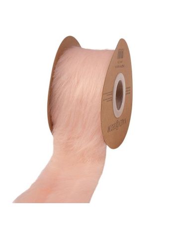 Panglică lungă cu blană 63mm x 2.7m - roz pudră