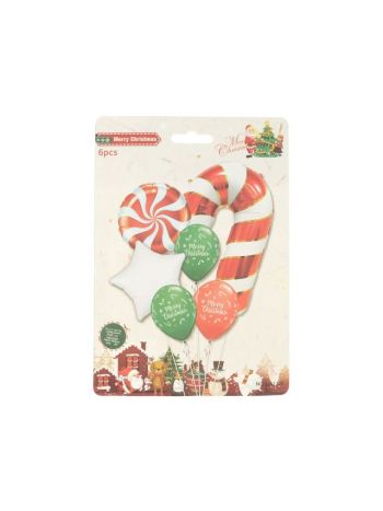 Vianočné balónové lízatko červeno-biele S/6