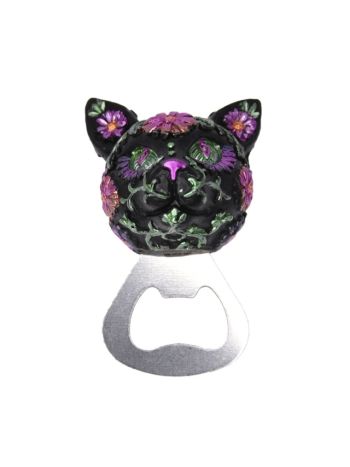 Macskás üvegnyitó- poly- 6x4x4-5 cm- lila- metál-  SSS