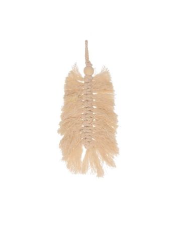 Makramé dísz bojtos akasztós textil 22x13 cm krém