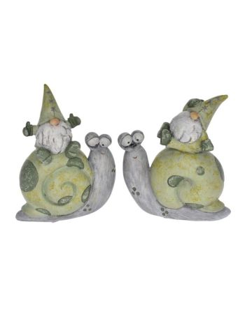 Manó csigaháton ülő poly 9x3-5x11-5cm zöld-szürke 2 féle  DD63670