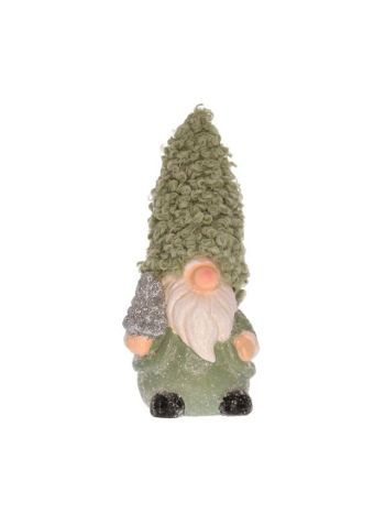 Manó fenyőfával álló- kerámia- 7-5x6-5x14 cm- zöld- fehér SSS