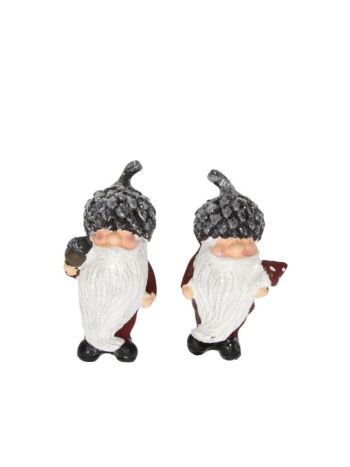 Manó makk kalappal álló- poly- 4x9x7 cm- bordó- fehér- 2 féle- SSS