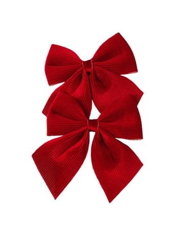 Bordázott bársony masni készlet- 12 x 13cm- 2db. - Piros