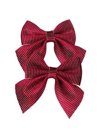 Csíkos bársony masni- 12 x 13cm- 2db. - Bordó