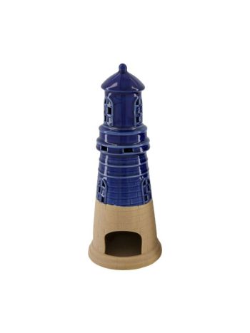 Mécsestartó világítótorony kerámia 15x15x37 cm kék- bézs 8721071175320