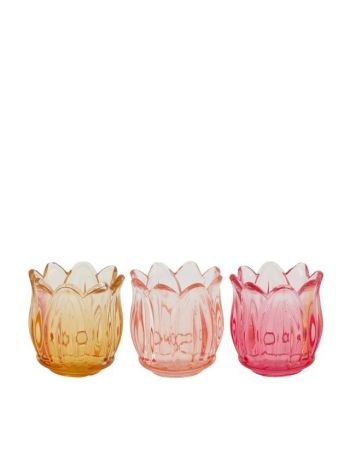 Mécsestartó virág üveg 6-5x6-5x6-5 cm zöld- fehér 3 féle