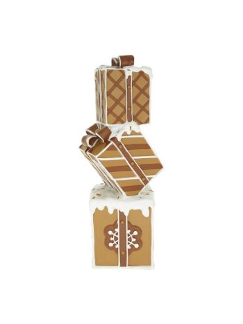 Mézeskalács ajándékdobozok- glitteres poly 15x14x36 cm barna- fehér