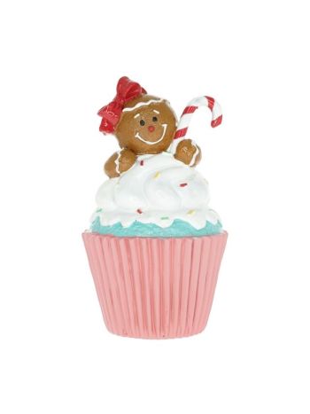 Mézeskalács figura muffin formában poly 9x9x16.5 cm barna- rózsaszín