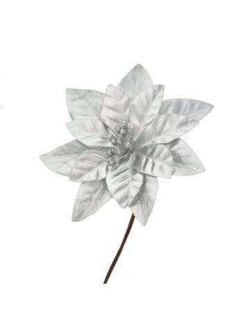 Mikulásvirág betűzős- textil- 16 cm- ezüst @