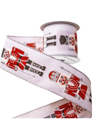 Diótörős karácsonyi szalag drótos szegéllyel 64mm x 6.4m