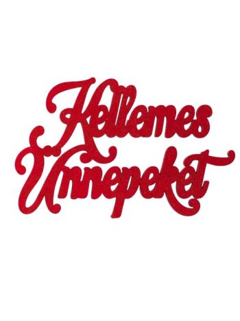 3db. Kellemes Ünnepeket karácsonyi fa felirat 10 x 6cm - Metál piros