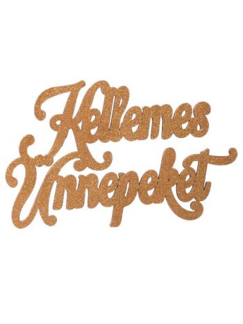 3db. Kellemes Ünnepeket karácsonyi fa felirat 10 x 6cm - Arany