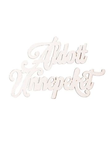 2db. Áldott Ünnepeket karácsonyi fa felirat 12.5 x 8cm - Matt fehér