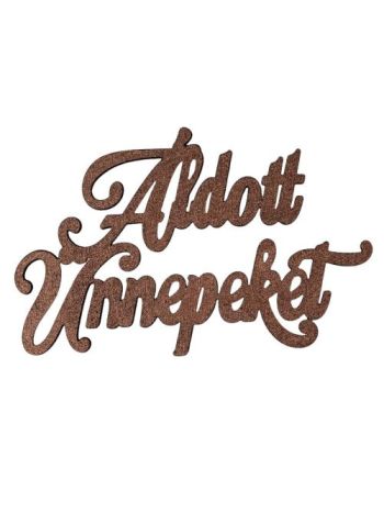 2db. Áldott Ünnepeket karácsonyi fa felirat 12.5 x 8cm - Barna