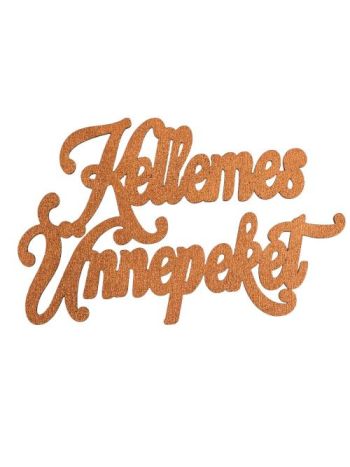 2db. Kellemes Ünnepeket karácsonyi fa felirat 12.5 x 8cm - Bronz