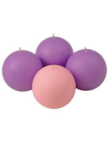 Adventi gömb gyertya készlet 8cm - Matt 3 lila- 1 rózsaszín