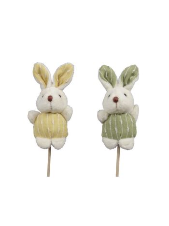 Nyúl betűzős textil 6-5x8-5 cm sárga- zöld S/4