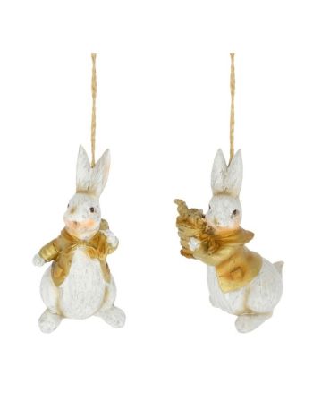 Nyúl ingben akasztós poly 6-5x5-5x12-5 fehér- arany 2 féle  823-919