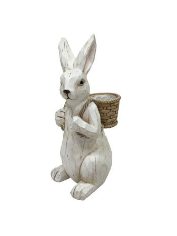 Nyúl kosárral álló magnézia 22-5x18x42 cm fehér- bézs