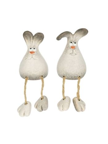 Nyúl lógólábú kerámia 7-1x6-1x10-2 cm natúr 2 féle DD67308