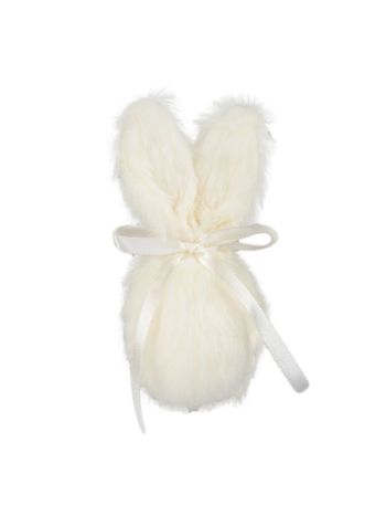 Nyúl masnival akasztós textil 16 cm krém