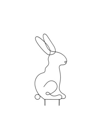 Nyúl stilizált betűzős fém 45x60 cm fekete