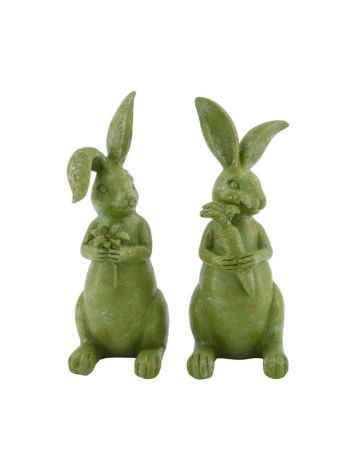 Nyúl virággal- répával poly 8-5x7x19-5 cm zöld 2 féle