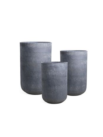 Óriás kaspó hosszúkás cement átm. 37-32-27 cm grafitszürke S/3