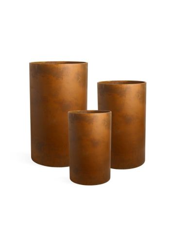 Óriás kaspó hosszúkás cement átm. 37-32-27 cm rozsda S/3