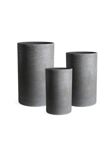 Óriás kaspó hosszúkás cement átm. 37-32-27 cm szürke S/3