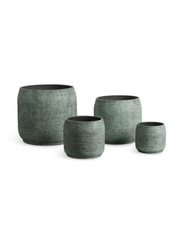Óriás kaspó hosszúkás cement átm. 55-43-33-25 cm antik zöld S/4