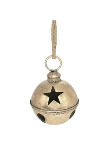 Óriáscsengő akasztós bádog 50 cm antik arany