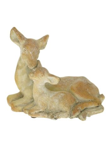 Őz gidával- fekvő cement 20-5×12×17 cm barna