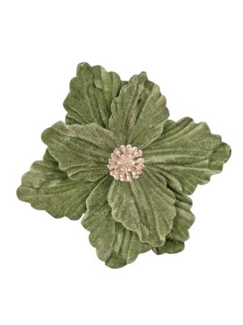 Bársony mikulásvirág dekor pick- 15 cm magas - Zöld