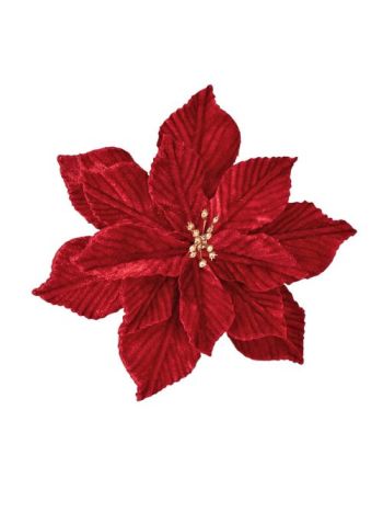 Bársony mikulásvirág dekor pick- 20 cm magas - Bordó