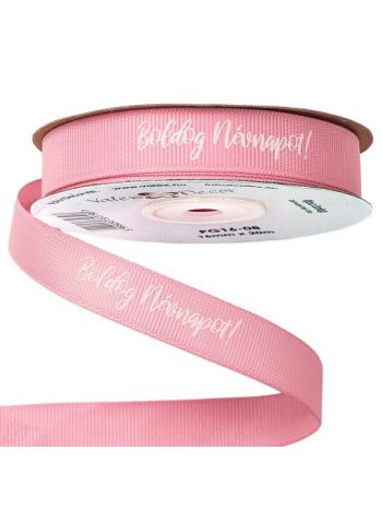 Boldog Névnapot! feliratos ripsz szalag 16mm x 20m - Rózsaszín